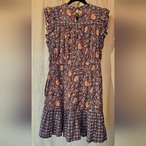 Paisley Print Flutter Sleeve Universal Thread Casual Dress Sz M